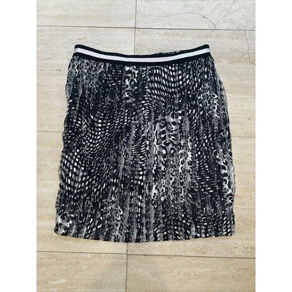 Moiselle womens Black White Mesh skirt size 40 US4‎ black A-line lined - Picture 3 of 7